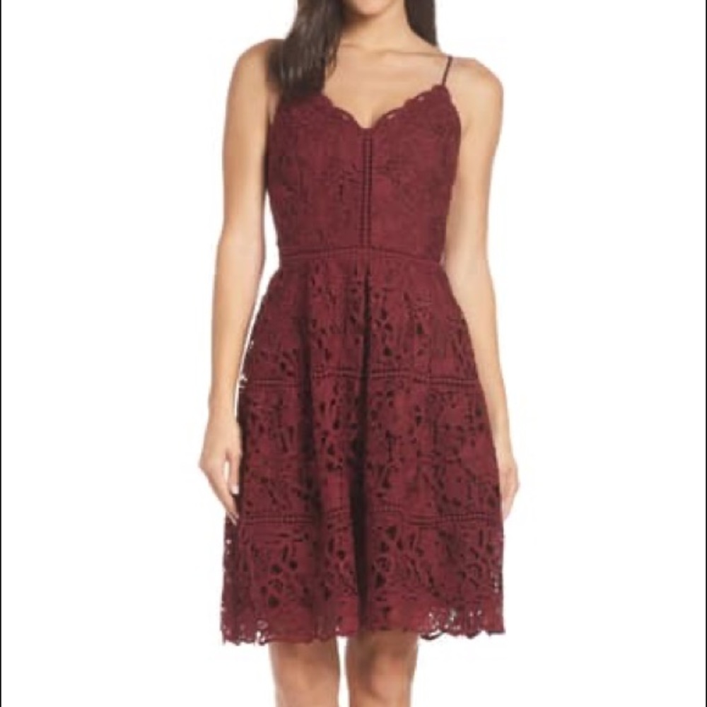 Adelyn Rae Jenny Lace Fit + Flare Dress